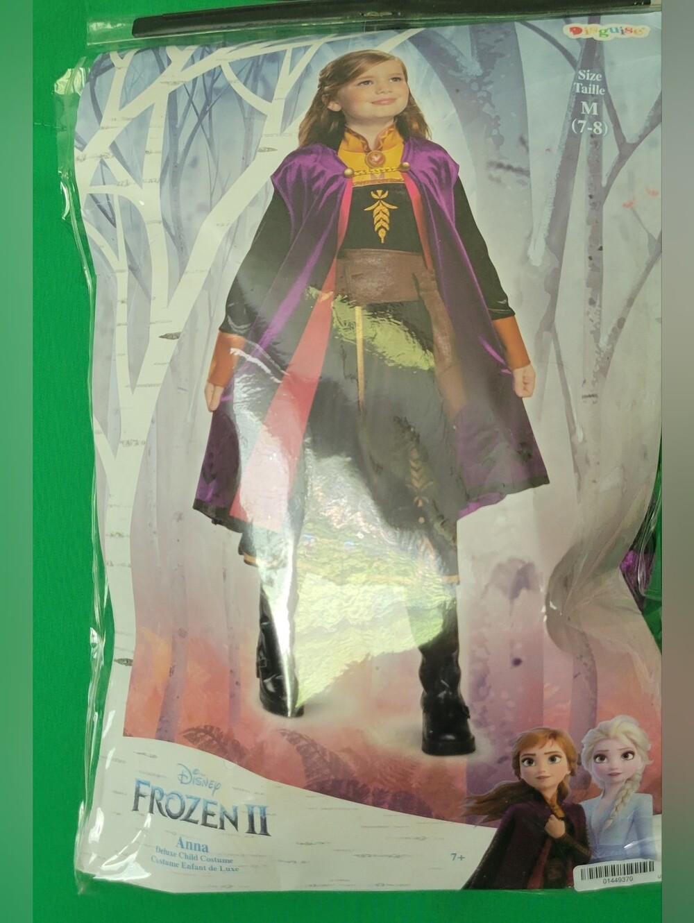New Disney Frozen II Anna Purple Girls Costume Cape Dress Sz M 7-8 Halloween